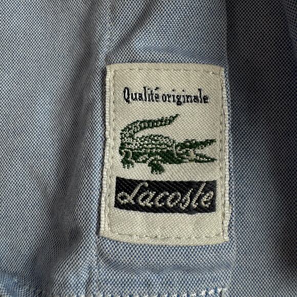 Lacoste Mens Short Sleeve Button Shirt Size 46/18/XL 100% Cotton Light Blue - Picture 5 of 9